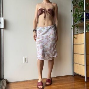 Beechers brook white floral Y2K midi skirt